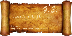 Fliszár Erik névjegykártya